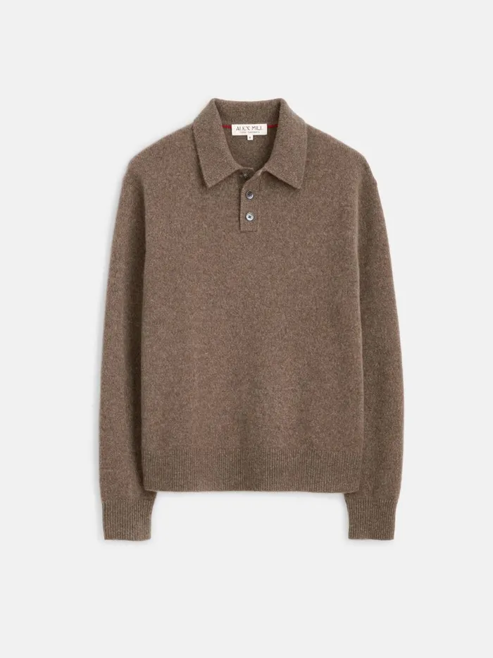 Alex Mill Sweaters Sweatshirts Men Jacob Polo Sweater In Cashmere Heather Walnut