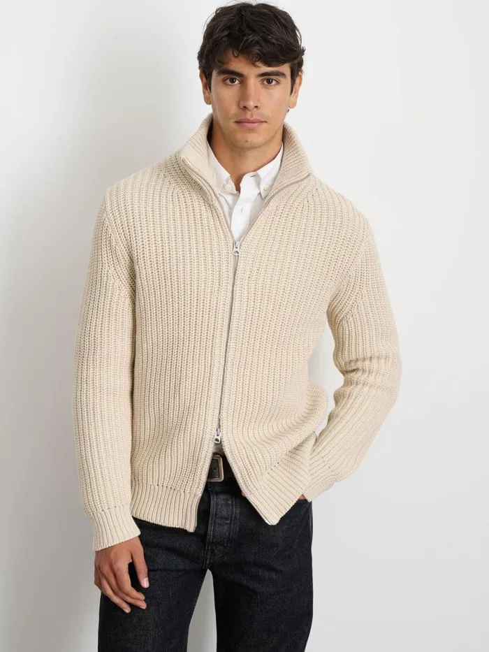 Alex Mill Sweaters Sweatshirts Men Wright Cardigan In Chunky Cotton Light Bone