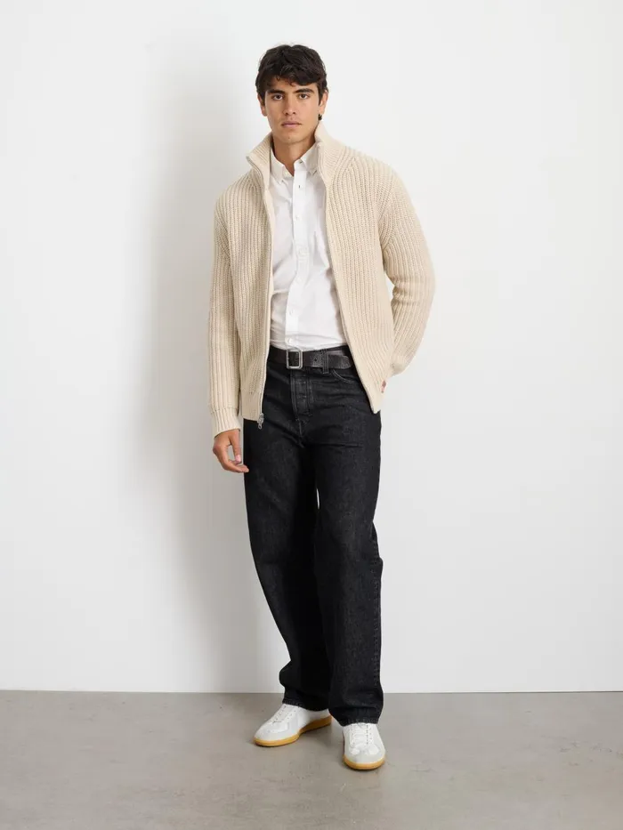 Alex Mill Sweaters Sweatshirts Men Wright Cardigan In Chunky Cotton Light Bone