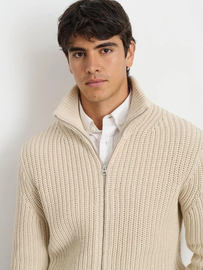 Alex Mill Sweaters Sweatshirts Men Wright Cardigan In Chunky Cotton Light Bone