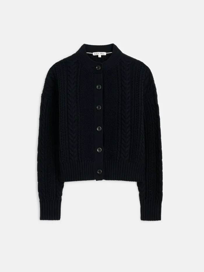 Alex Mill Sweaters Women Cable Knit Nico Chunky Cardigan Black
