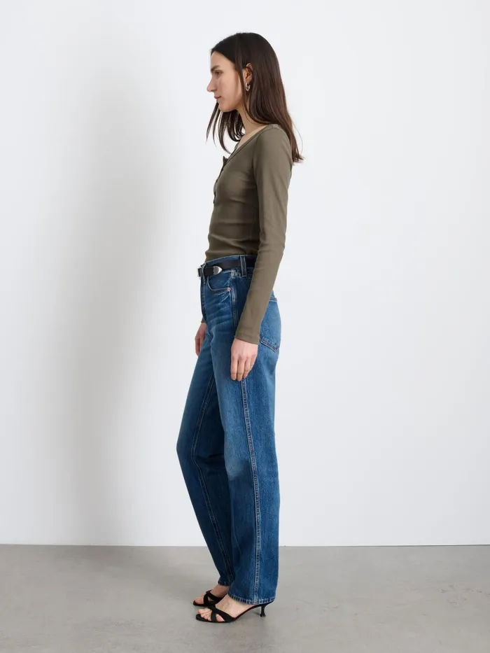Alex Mill Tees Tanks Women Everyday Ribbed Henley Olive Grey Alex Mill Tees Tanks Women Everyday Ribbed Henley Olive Grey