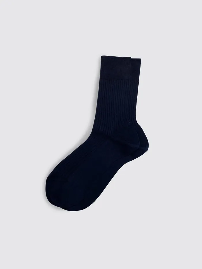 Alex Mill Women Maria La Rosa Bio Cotton Ribbed Socks Navy