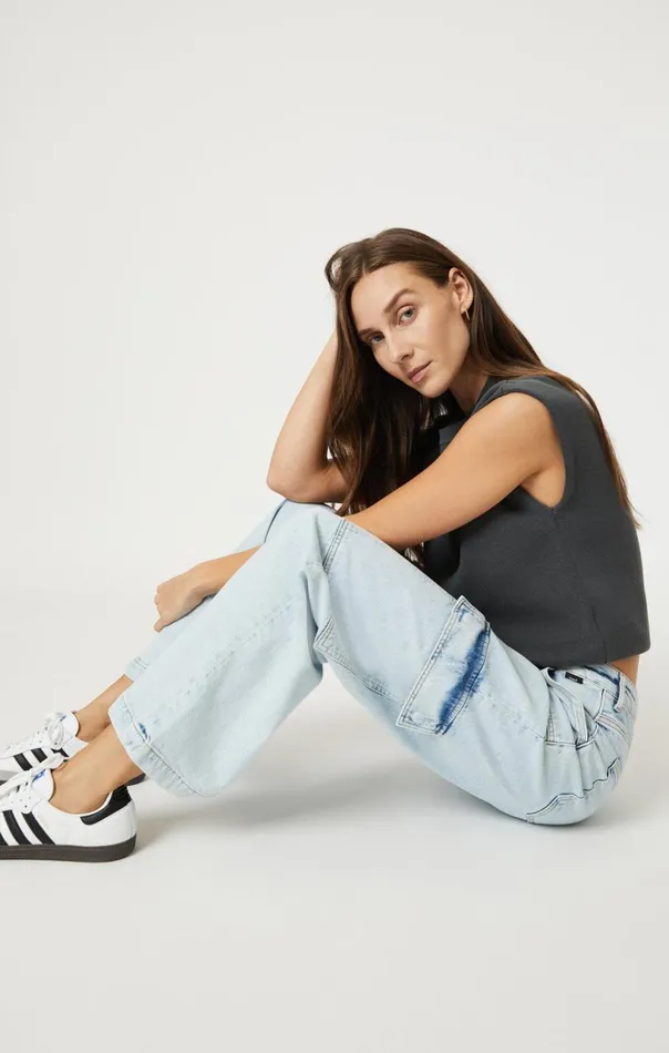 Alva Straight Cargo In Light Indigo Recycled Blue Women Mavi Jeans Denim