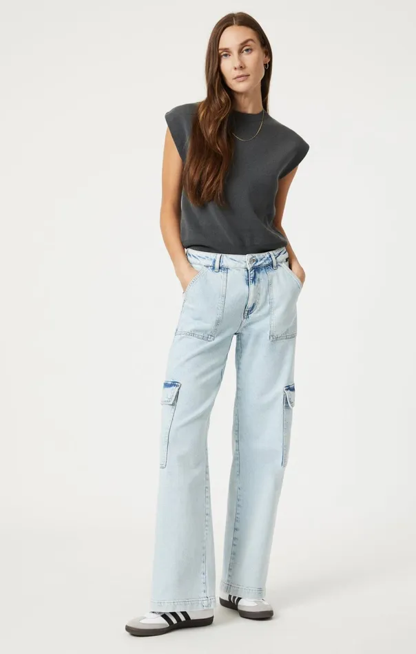 Alva Straight Cargo In Light Indigo Recycled Blue Women Mavi Jeans Denim Alva Straight Cargo In Light Indigo Recycled Blue Women Mavi Jeans Denim