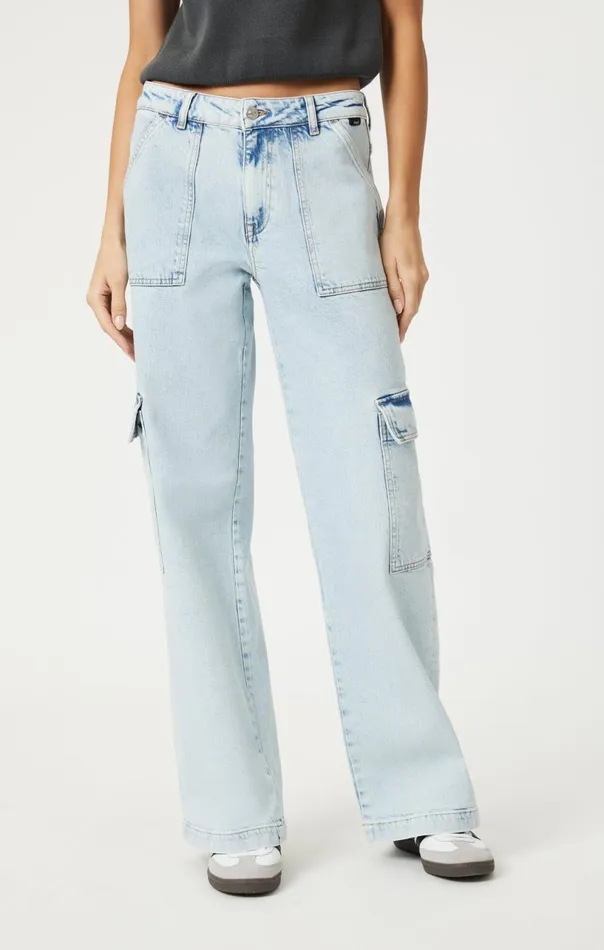 Alva Straight Cargo In Light Indigo Recycled Blue Women Mavi Jeans Denim Alva Straight Cargo In Light Indigo Recycled Blue Women Mavi Jeans Denim
