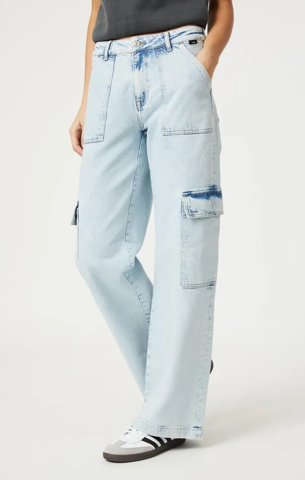 Alva Straight Cargo In Light Indigo Recycled Blue Women Mavi Jeans Denim Alva Straight Cargo In Light Indigo Recycled Blue Women Mavi Jeans Denim