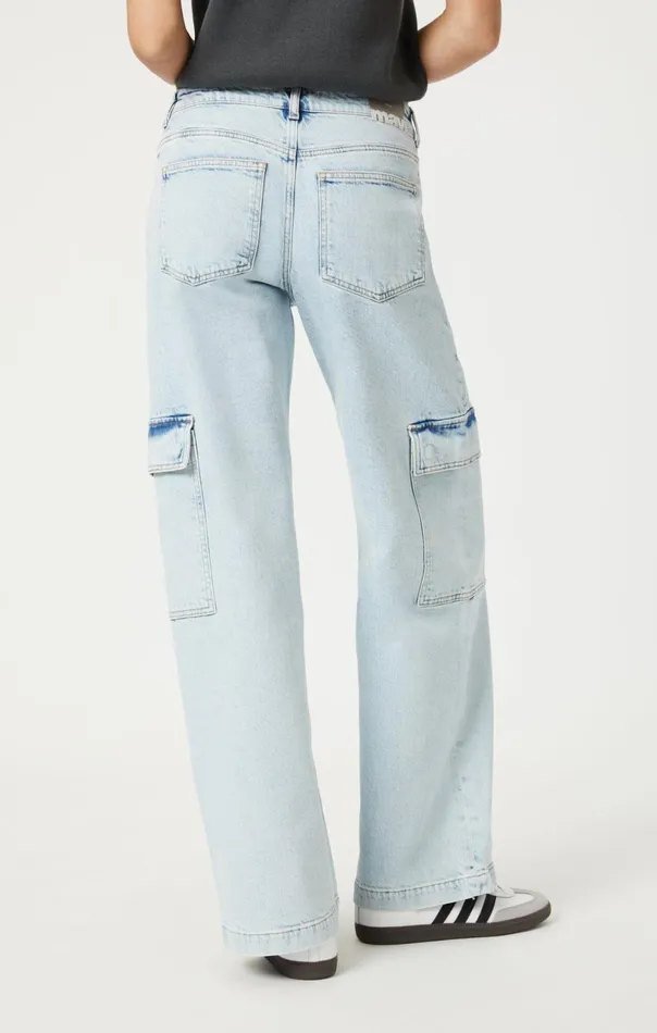 Alva Straight Cargo In Light Indigo Recycled Blue Women Mavi Jeans Denim Alva Straight Cargo In Light Indigo Recycled Blue Women Mavi Jeans Denim