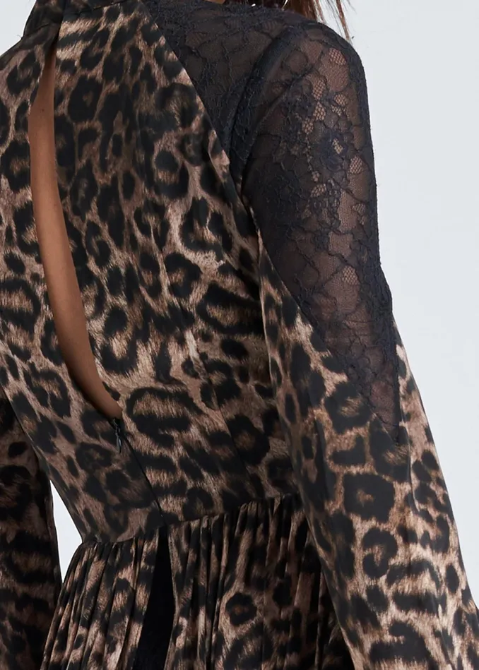 ANIMAL PRINT LACE DRESS Black Multi Women VENUS Maxi Dresses