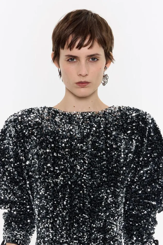 Anthracite Sequin Shoulder Pads Dress Anthracite Women Bimba Y Lola Party Anthracite Sequin Shoulder Pads Dress Anthracite Women Bimba Y Lola Party