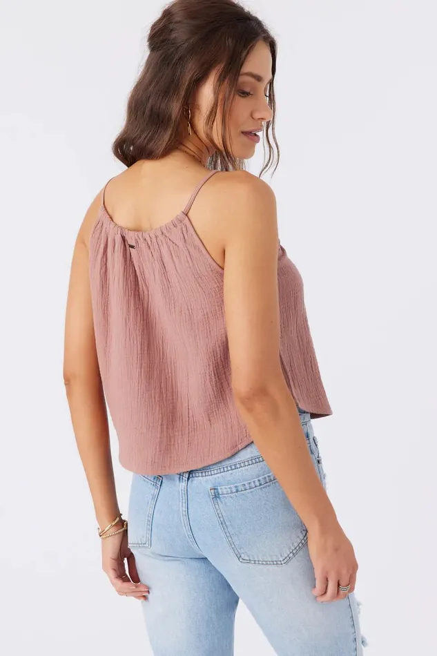 ANYA CRINKLE DOUBLE GAUZE TANK TOP Burlwood Women O039NEILL Collections