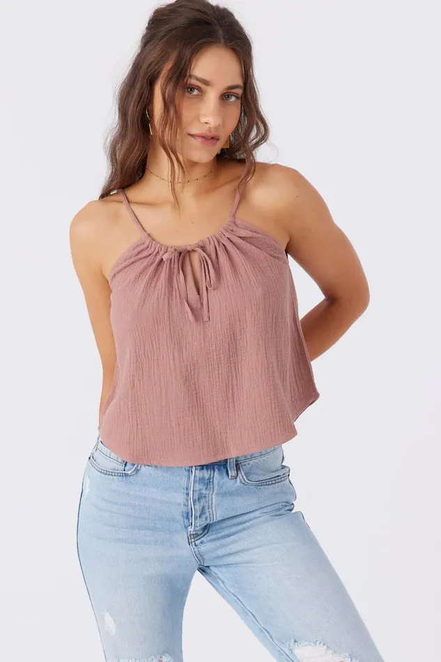 ANYA CRINKLE DOUBLE GAUZE TANK TOP Burlwood Women O039NEILL Collections