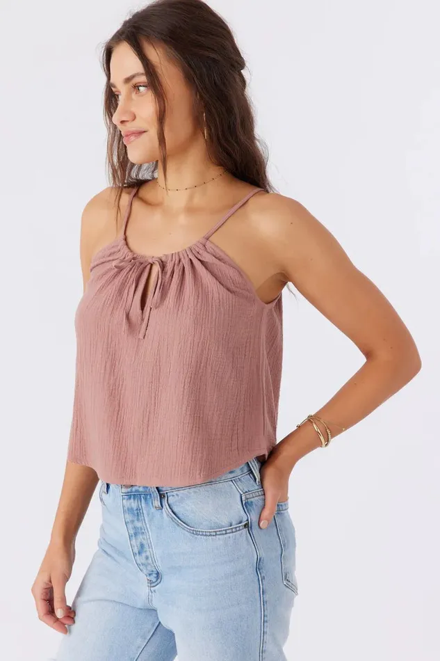 ANYA CRINKLE DOUBLE GAUZE TANK TOP Burlwood Women O039NEILL Collections