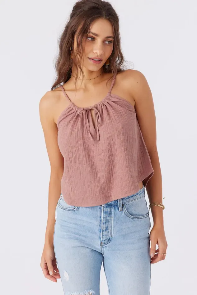 ANYA CRINKLE DOUBLE GAUZE TANK TOP Burlwood Women O039NEILL Collections
