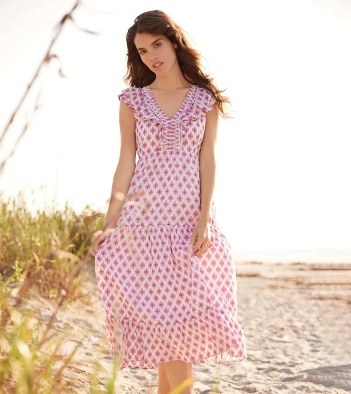 Aria Midi Dress 8211 Sunburst Cross Hatley