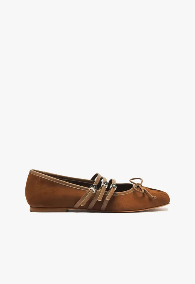 Arissa Strap Flat Dark Caramel Women Schutz Shoes Ballerinas