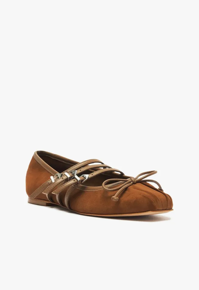 Arissa Strap Flat Dark Caramel Women Schutz Shoes Ballerinas