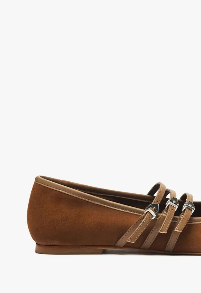Arissa Strap Flat Dark Caramel Women Schutz Shoes Ballerinas