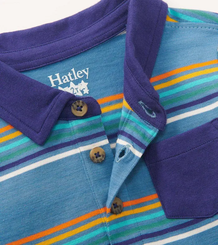 Baby and Toddler Boys Bluestone Stripes Long Sleeve Polo TShirt Hatley