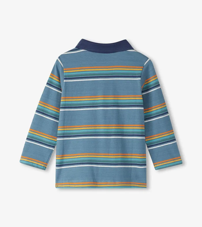 Baby and Toddler Boys Bluestone Stripes Long Sleeve Polo TShirt Hatley