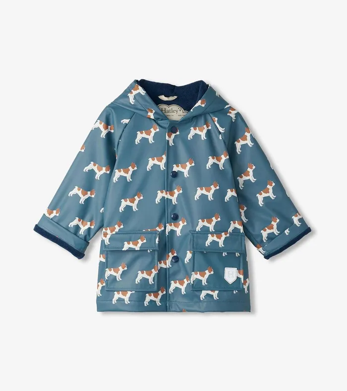Baby and Toddler Boys French Bulldogs ButtonUp Rain Jacket Hatley