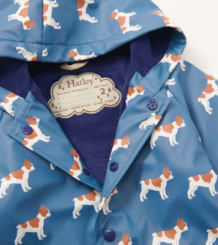 Baby and Toddler Boys French Bulldogs ButtonUp Rain Jacket Hatley