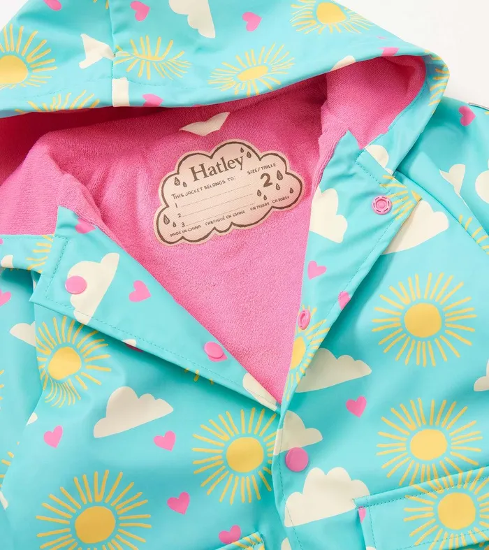 Baby and Toddler Girls Happy Skies ButtonUp Rain Jacket Hatley
