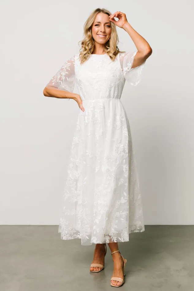 Baltic Born Bridal Women Arabella Embroidered Tulle Maxi Dress White