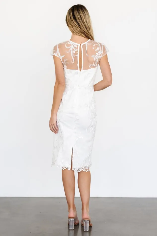 Baltic Born Bridal Women Delphine Applique Midi Dress Off White Baltic Born Bridal Women Delphine Applique Midi Dress Off White