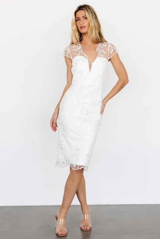 Baltic Born Bridal Women Delphine Applique Midi Dress Off White Baltic Born Bridal Women Delphine Applique Midi Dress Off White