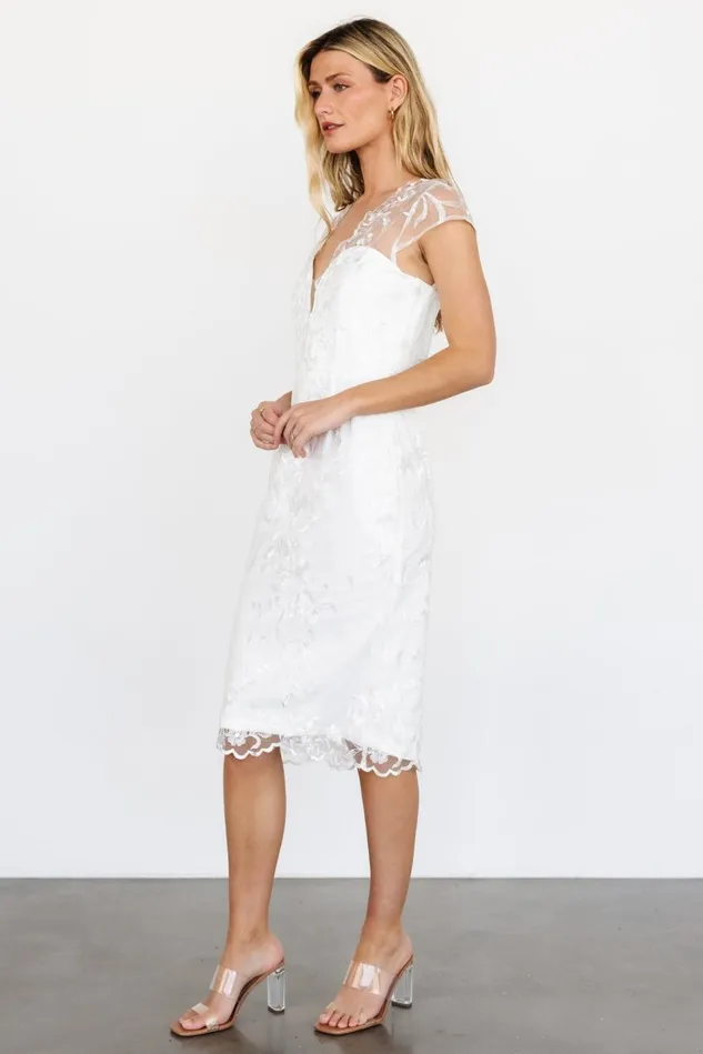 Baltic Born Bridal Women Delphine Applique Midi Dress Off White Baltic Born Bridal Women Delphine Applique Midi Dress Off White