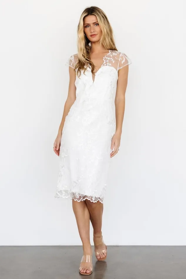 Baltic Born Bridal Women Delphine Applique Midi Dress Off White Baltic Born Bridal Women Delphine Applique Midi Dress Off White