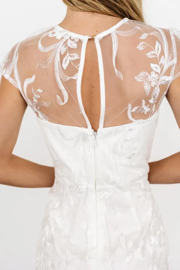 Baltic Born Bridal Women Delphine Applique Midi Dress Off White Baltic Born Bridal Women Delphine Applique Midi Dress Off White