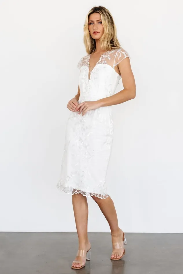 Baltic Born Bridal Women Delphine Applique Midi Dress Off White Baltic Born Bridal Women Delphine Applique Midi Dress Off White