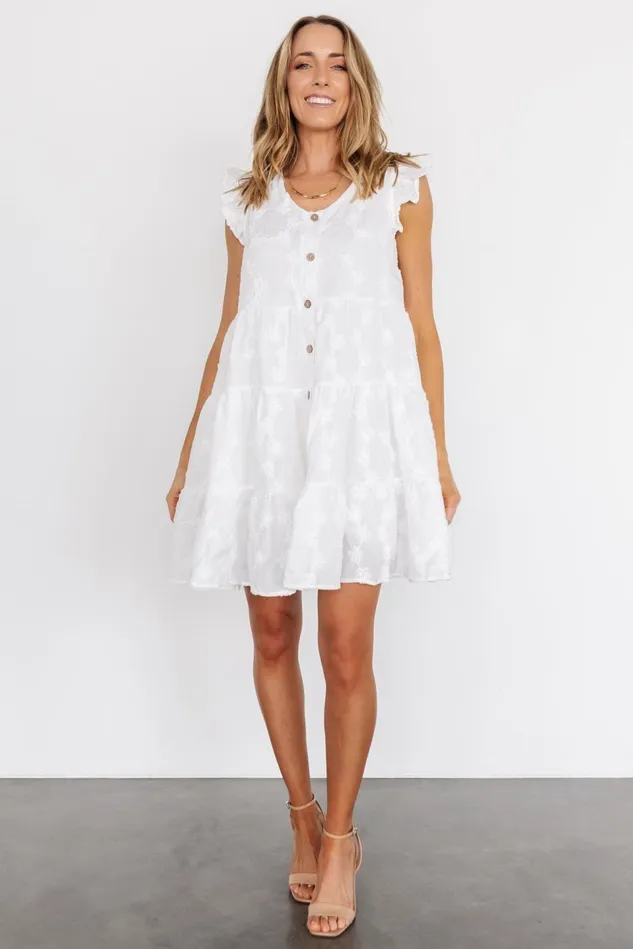 Baltic Born Bridal Women Kayla Button Up Short Dress Off White