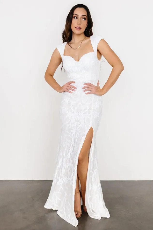 Baltic Born Bridal Women Kylene Sequin Maxi Gown White Baltic Born Bridal Women Kylene Sequin Maxi Gown White