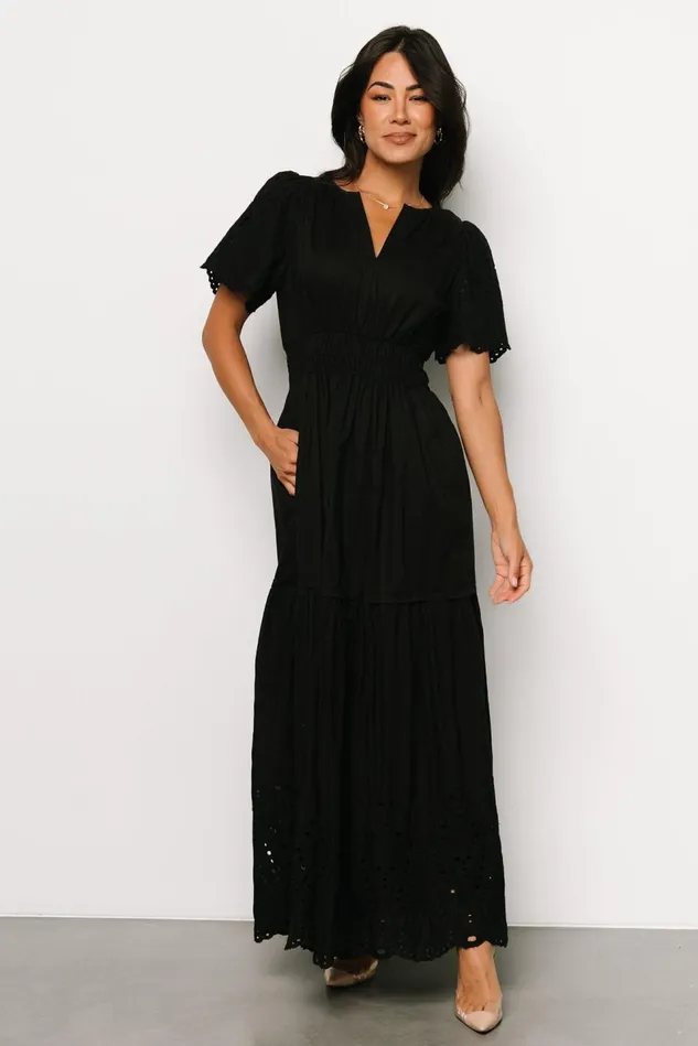 Baltic Born Bump Friendly Women Annette Eyelet Maxi Dress Black