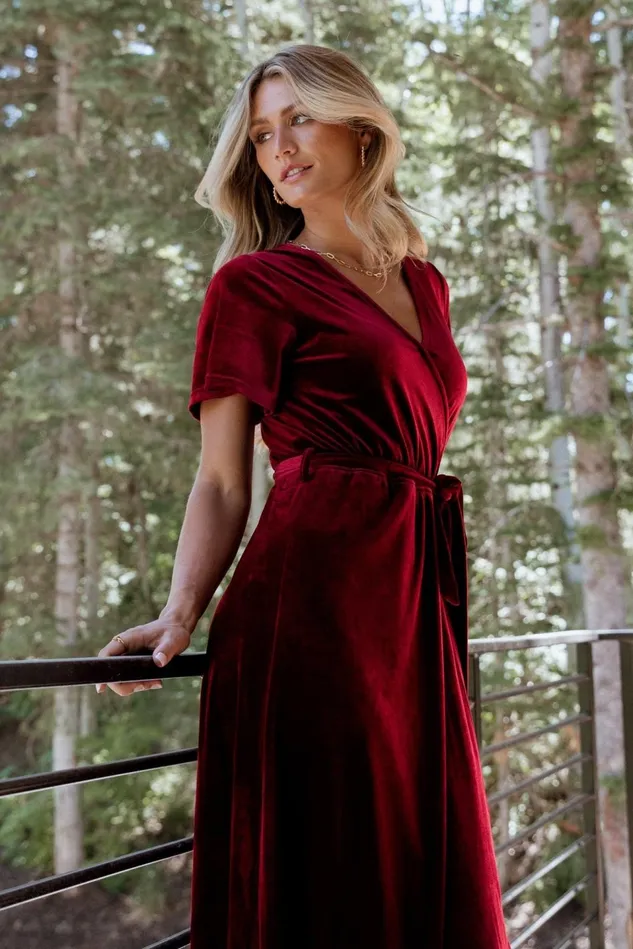 Baltic Born Bump Friendly Women Nadine Velvet Midi Dress Merlot Baltic Born Bump Friendly Women Nadine Velvet Midi Dress Merlot