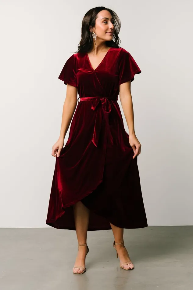 Baltic Born Bump Friendly Women Nadine Velvet Midi Dress Merlot Baltic Born Bump Friendly Women Nadine Velvet Midi Dress Merlot