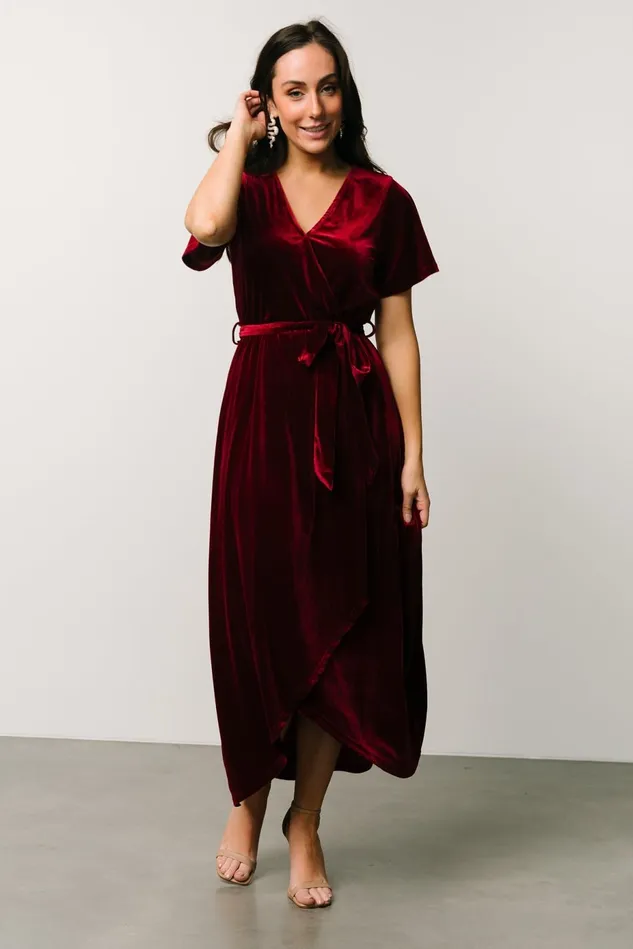 Baltic Born Bump Friendly Women Nadine Velvet Midi Dress Merlot Baltic Born Bump Friendly Women Nadine Velvet Midi Dress Merlot