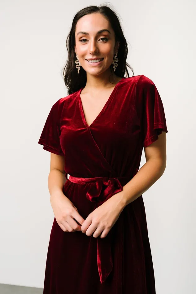 Baltic Born Bump Friendly Women Nadine Velvet Midi Dress Merlot Baltic Born Bump Friendly Women Nadine Velvet Midi Dress Merlot