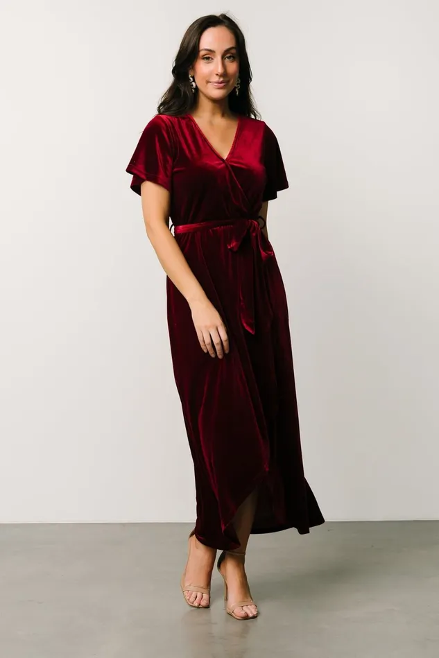 Baltic Born Bump Friendly Women Nadine Velvet Midi Dress Merlot Baltic Born Bump Friendly Women Nadine Velvet Midi Dress Merlot
