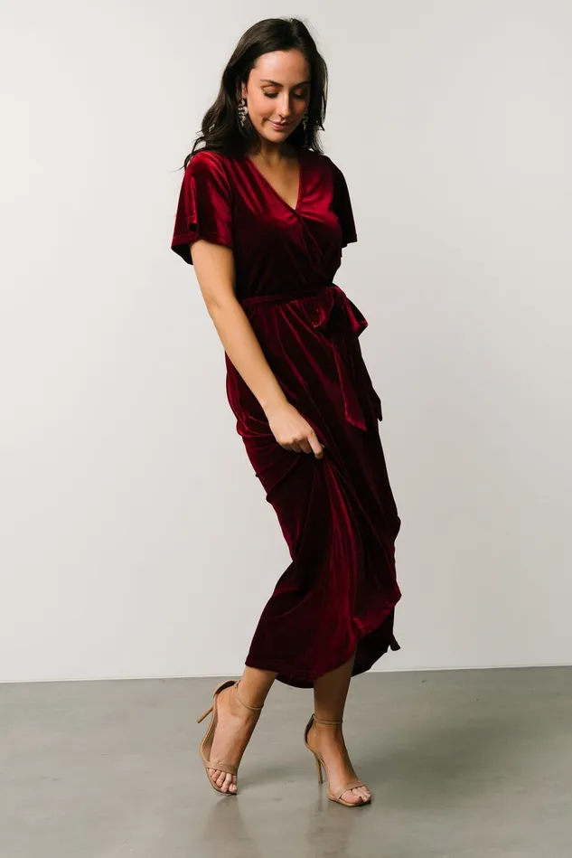 Baltic Born Bump Friendly Women Nadine Velvet Midi Dress Merlot Baltic Born Bump Friendly Women Nadine Velvet Midi Dress Merlot