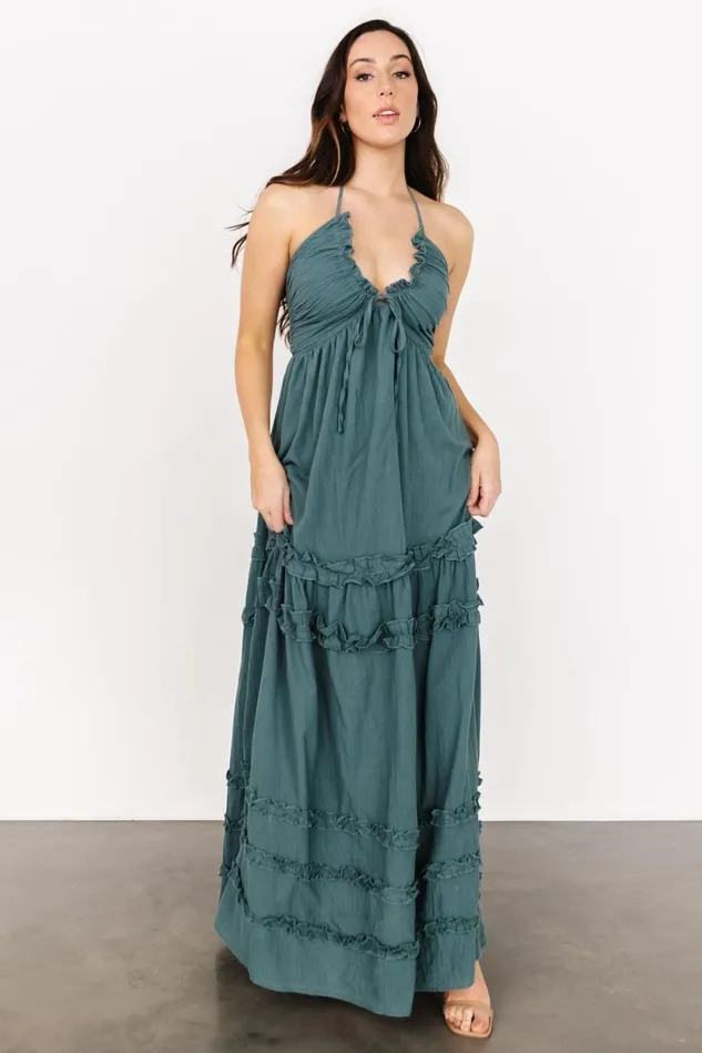 Baltic Born Cover Ups Women Augusta Halter Neck Maxi Dress Dusty Jade