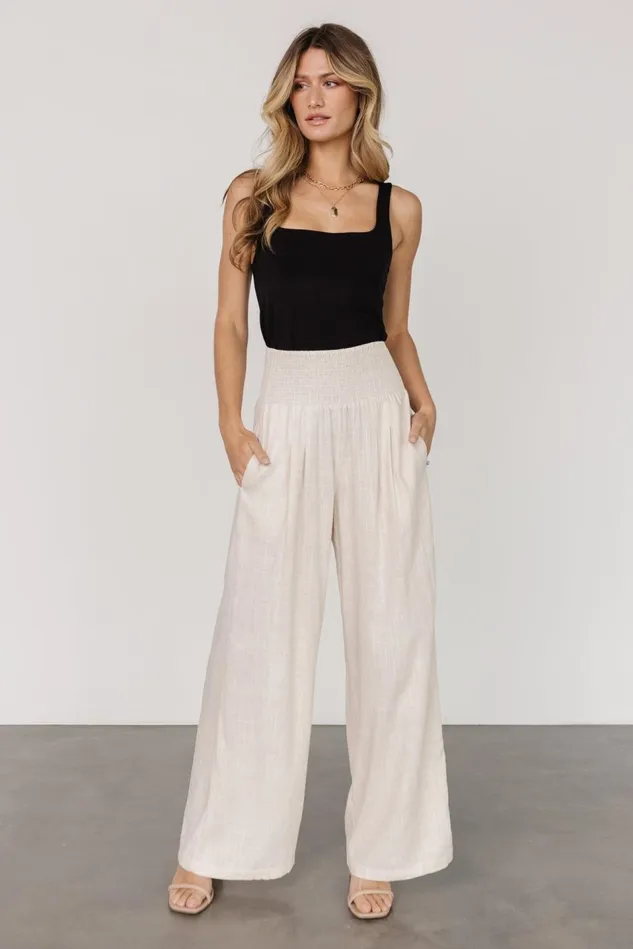 Baltic Born Cover Ups Women Parvati Smocked Waist Pants Natural Baltic Born Cover Ups Women Parvati Smocked Waist Pants Natural