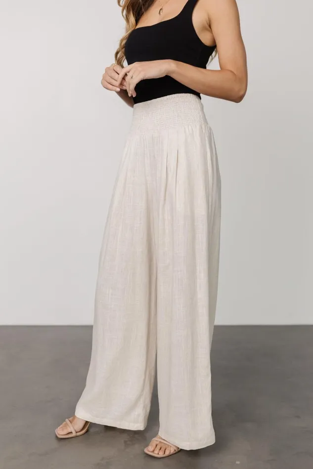 Baltic Born Cover Ups Women Parvati Smocked Waist Pants Natural Baltic Born Cover Ups Women Parvati Smocked Waist Pants Natural