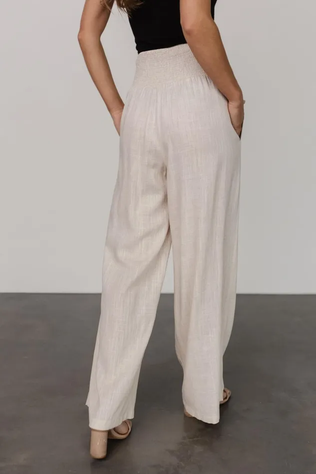 Baltic Born Cover Ups Women Parvati Smocked Waist Pants Natural Baltic Born Cover Ups Women Parvati Smocked Waist Pants Natural