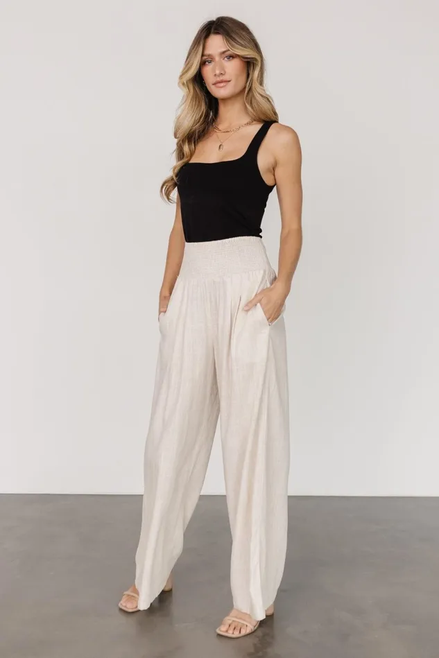 Baltic Born Cover Ups Women Parvati Smocked Waist Pants Natural Baltic Born Cover Ups Women Parvati Smocked Waist Pants Natural