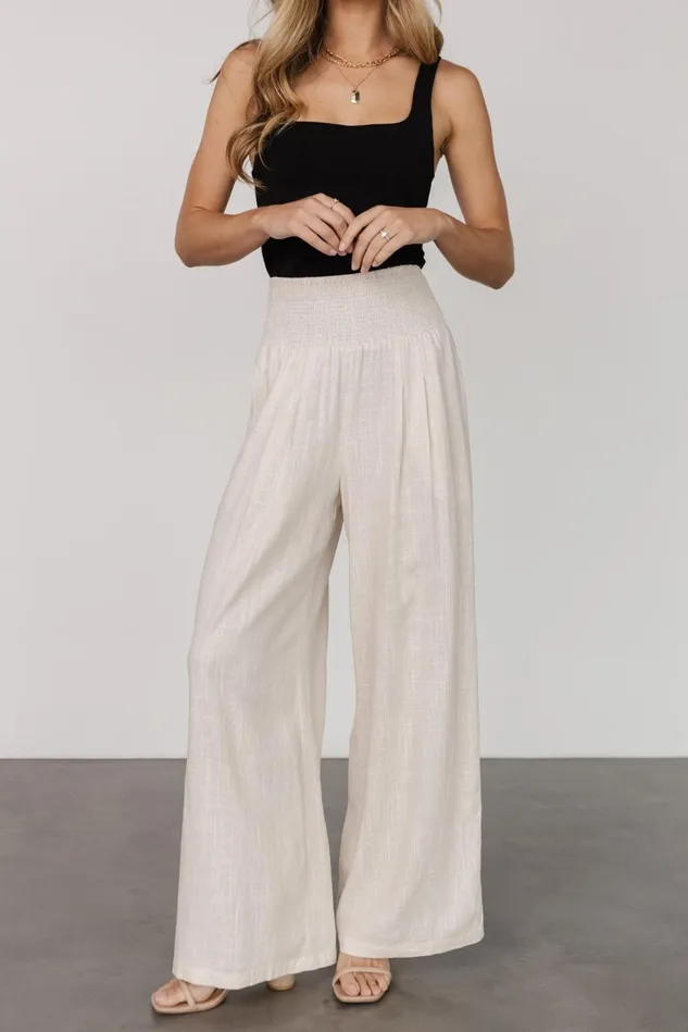 Baltic Born Cover Ups Women Parvati Smocked Waist Pants Natural Baltic Born Cover Ups Women Parvati Smocked Waist Pants Natural
