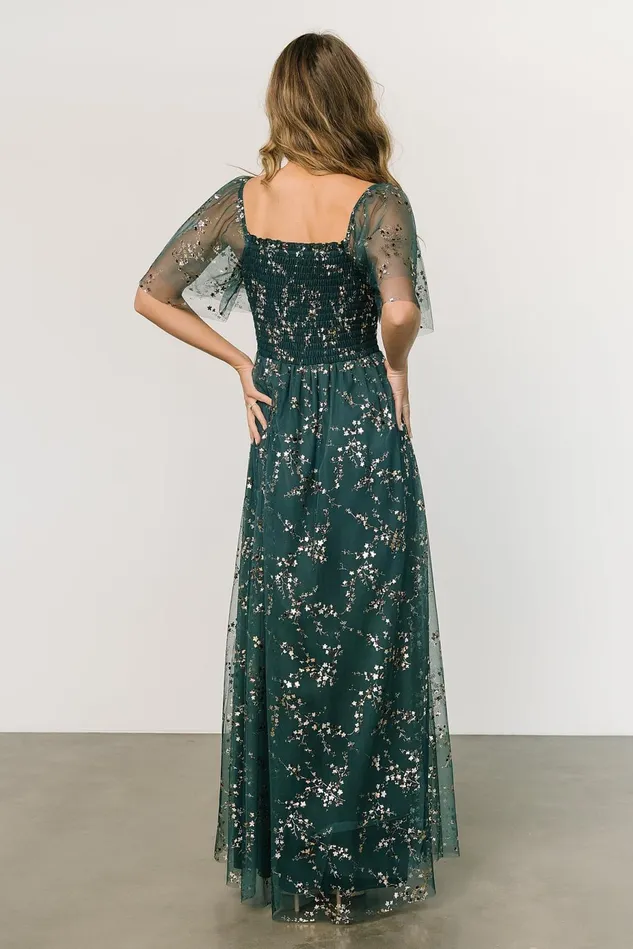 Baltic Born Embellished Sequin Women Cassandra Tulle Maxi Dress Green Gold Baltic Born Embellished Sequin Women Cassandra Tulle Maxi Dress Green Gold